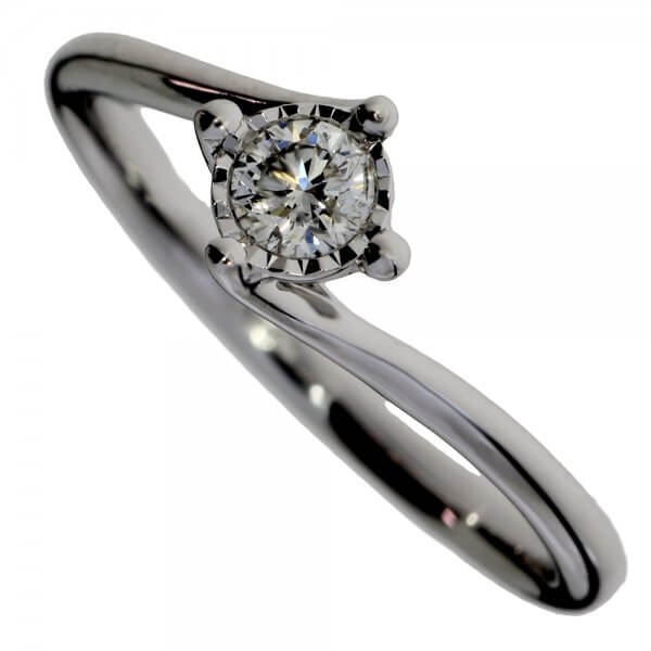 Zásnubný prsteň z bieleho zlata s briliantom