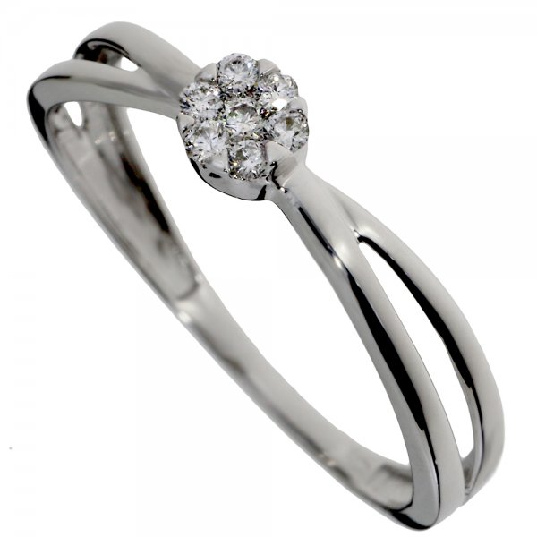 Zásnubný prsteň z bieleho zlata s briliantmi