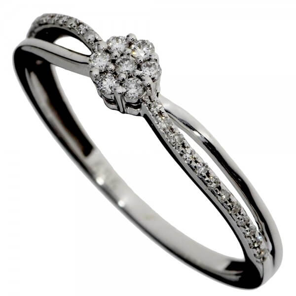 Zásnubný prsteň z bieleho zlata s briliantmi