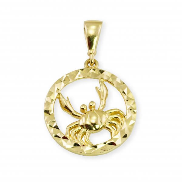 Zlatý kruhový prívesok gravírovaný - znamenie Rak