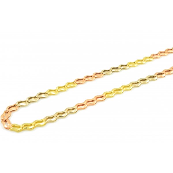 Retiazka zo žltého,bieleho a červeného zlata- vlnková