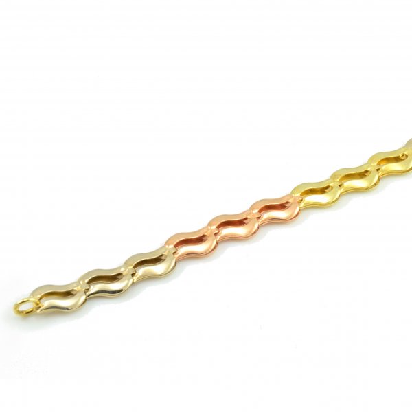 Náramok zo žltého,bieleho a červeného zlata- Vlnky