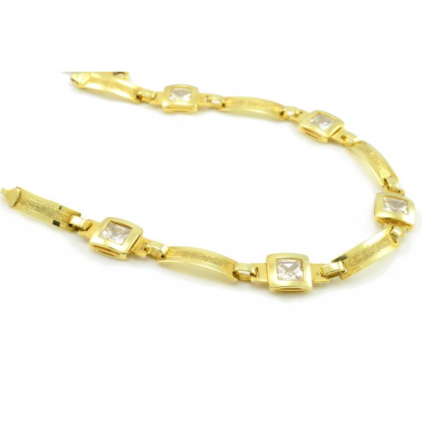 Náhrdelník zo žltého zlata - číry zirkón 5 x 5 mm