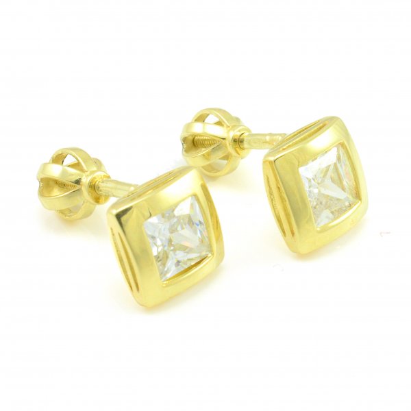 Náušnice zo žltého zlata zirkóny 5mm x 5mm na balón
