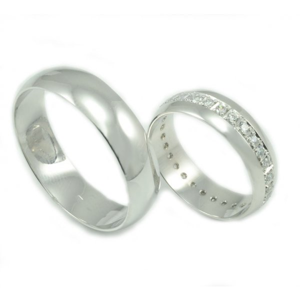 Svadobné obrúčky z bieleho zlata multikameňové