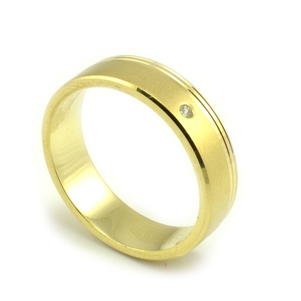 Svadobné obrúčky zo žltého zlata s dvomi jemnými drážkami - dámska