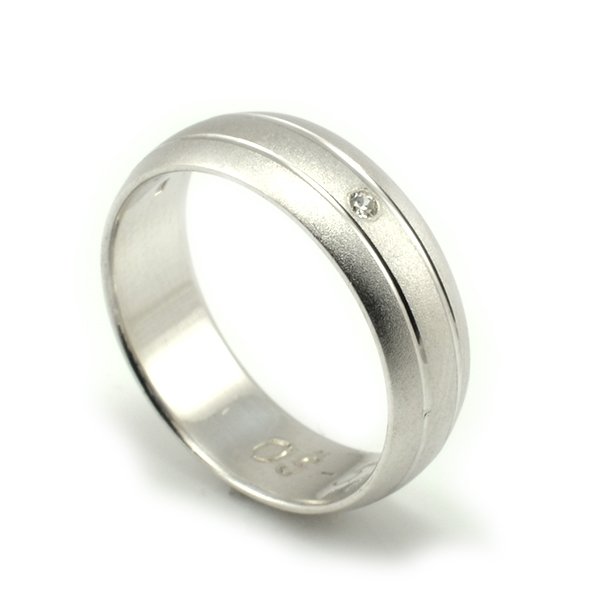 Svadobné obrúčky z bieleho zlata matné, jeden zirkón - dámska