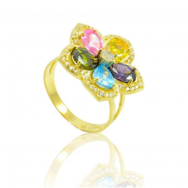 Prsteň zo žltého zlata - Kvet