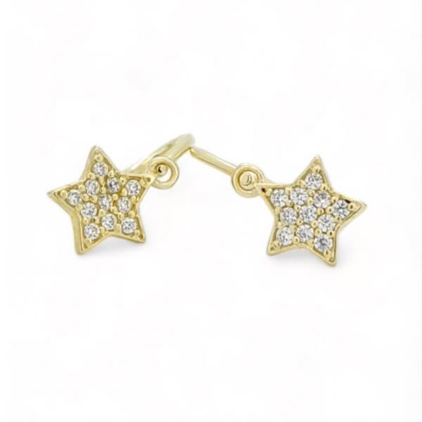 Zlaté Detské náušnice zo žltého zlata - Hviezdičky