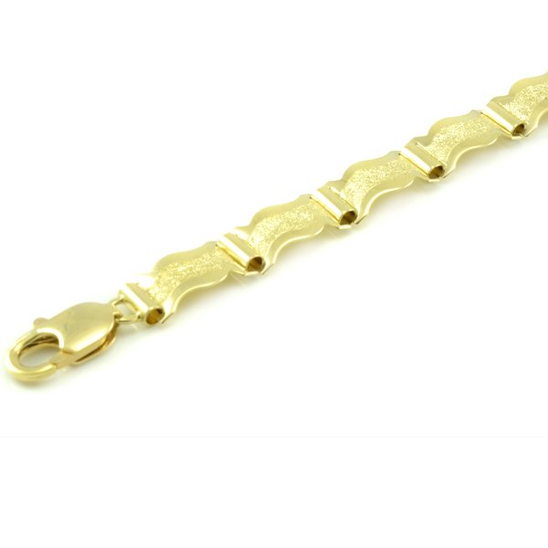 Zlatý náramok-vlnovková platnička s matovaním v strede