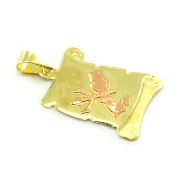 Znamenie zo žltého zlata v tvare zvinutého listu papiera-vodnár