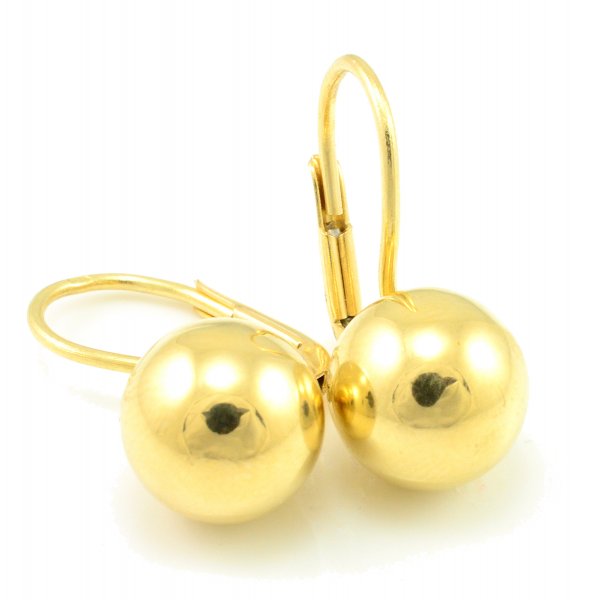 Náušnice zo žltého zlata guľôčka priemer 8 mm