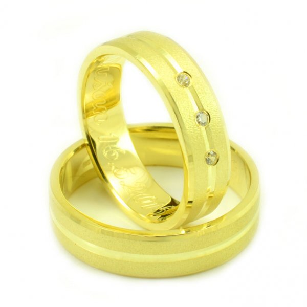 Svadobné obrúčky zo žltého zlata päť zirkónov