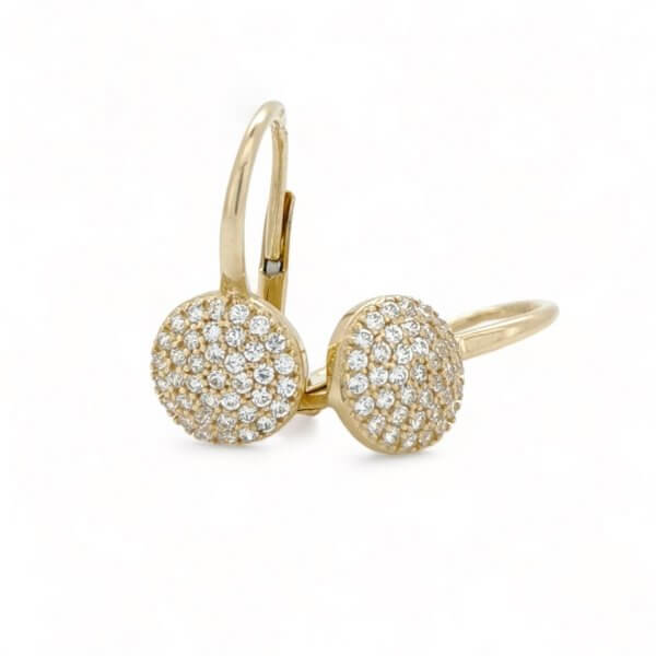 Náušnice zo žltého zlata - zdobené zirkónmi