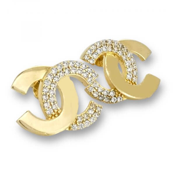 Náušnice zo žltého zlata so zirkónmi.