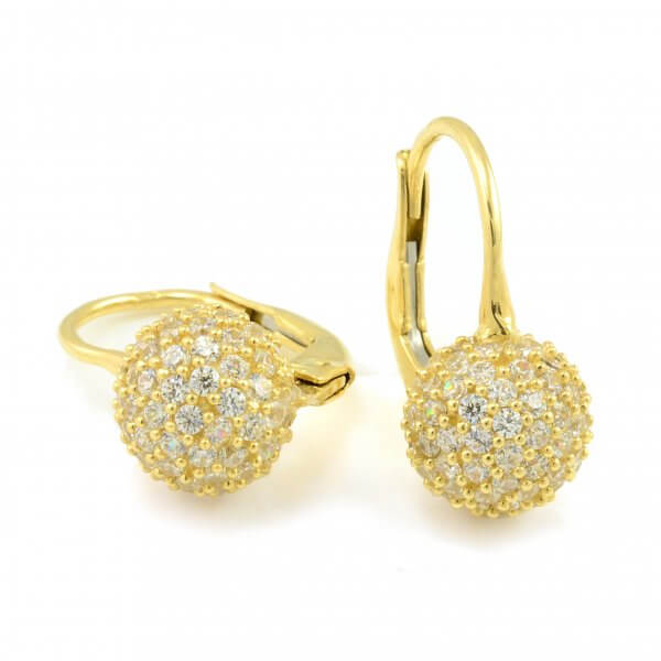 Náušnice zo žltého zlata guličky 8 mm plastické celokamienkové 