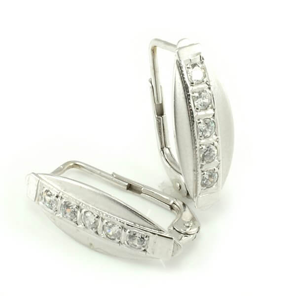 Náušnice zo bieleho zlata ovál s 5 kamienkami