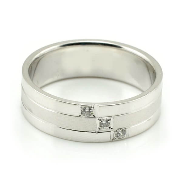 Svadobné obrúčky z bieleho zlata ploché, piesok-lesk