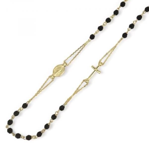 Retiazka zo žltého zlata- Ruženec s čiernym onýxom